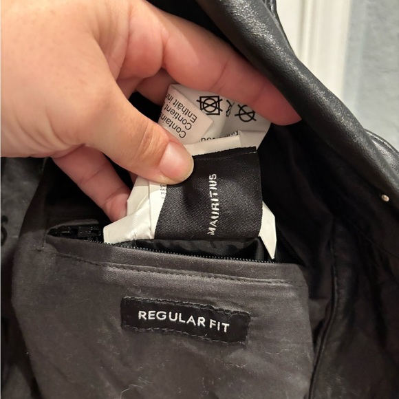 MAURITIUS Black Leather Saddy Studded Moto Jacket Size - Picture 9 of 10